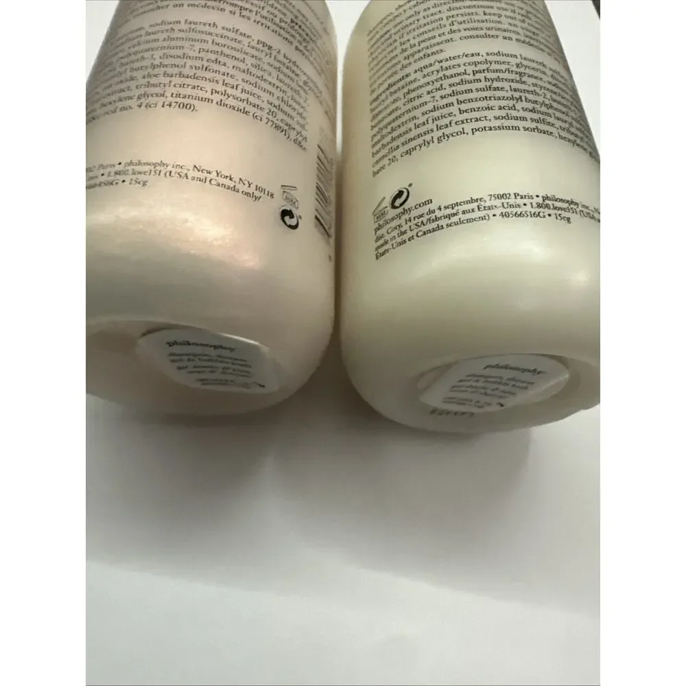 2X Philosophy Shampoo Shower Gel, Bubble White Cherry & Fresh Cream 6 Oz New